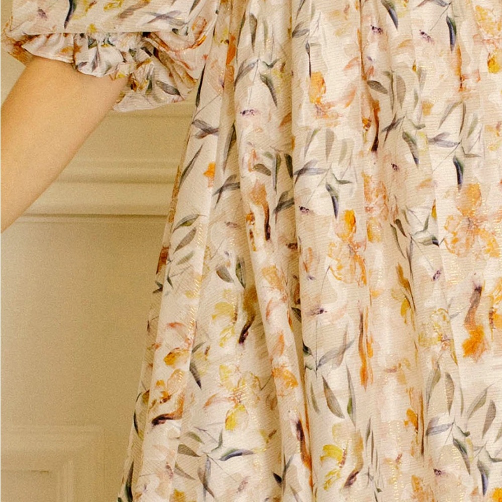Storia Floral Square Neck Babydoll Mini Dress - Picture 2 of 6
